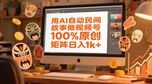 用AI自动民间故事做视频号，100%原创，矩阵日入1k+ - 网创资源网-网创资源网