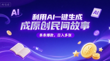 利用AI一键生成原创民间故事，无限制生成，条条爆款，日入多张 - 网创资源网-网创资源网