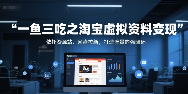 一鱼三吃之淘宝虚拟资料变现，依托资源站、网盘拉新，打造流量的强闭环-网创资源网