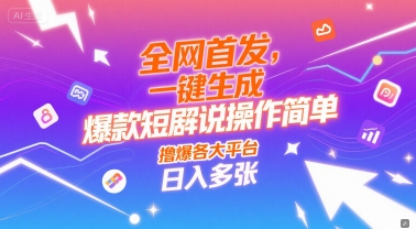 全网首发，一键生成爆款短剧解说操作简单，撸爆各大平台，日入多张 - 网创资源网-网创资源网
