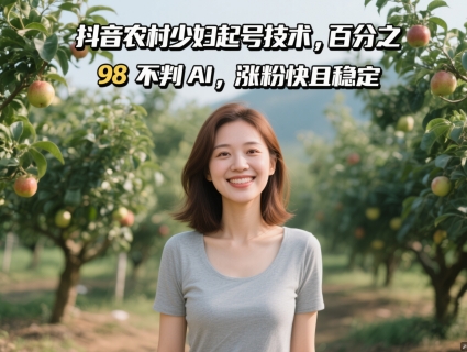 抖音农村少妇起号技术，百分之98不判AI，涨粉快且稳定 - 网创资源网-网创资源网