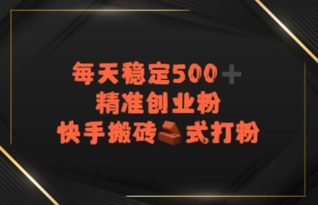 快手搬砖式打粉，每天稳定500+精准创业粉 - 网创资源网-网创资源网