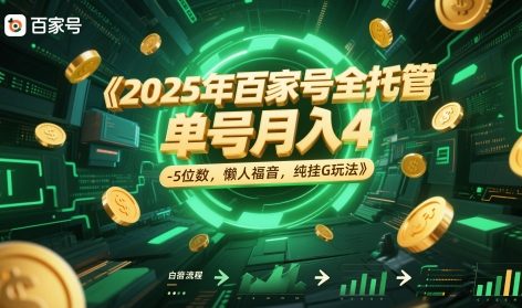 2025年百家号全托管，单号月入4-5位数，懒人福音，纯挂G玩法【揭秘】 - 网创资源网-网创资源网