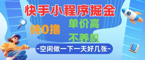 快手小程序掘金,纯0撸,单价高不养机 利用空闲时间做一做,一天好几张【揭秘】 - 网创资源网-网创资源网