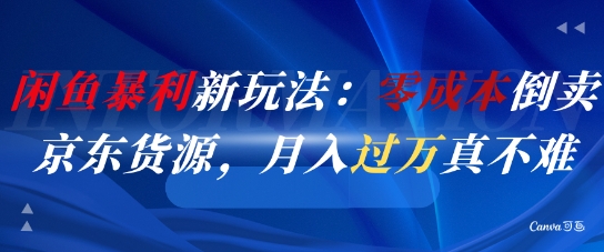 闲鱼暴利新玩法：零成本倒卖京东货源，月入过1W真不难 - 网创资源网-网创资源网