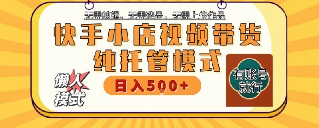 快手小店托管代运营，无需剪辑，无需选品，无需上传作品，全程无需操作，轻松月入5k+【揭秘】 - 网创资源网-网创资源网