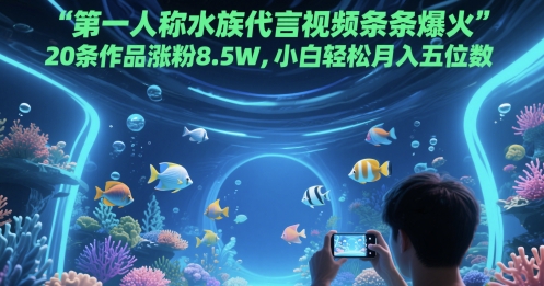第一人称水族代言视频条条爆火,20条作品涨粉8.5W,小白轻松月入五位数 - 网创资源网-网创资源网