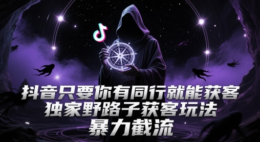 抖音只要你有同行就能获客,独家野路子获客玩法,暴力截流【揭秘】 - 网创资源网-网创资源网