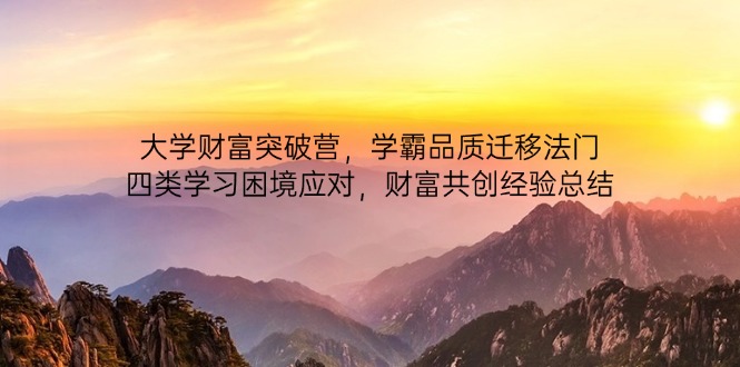 （14484期）大学财富突破营，学霸品质迁移法门，四类学习困境应对，财富共创经验总结 - 网创资源网-网创资源网