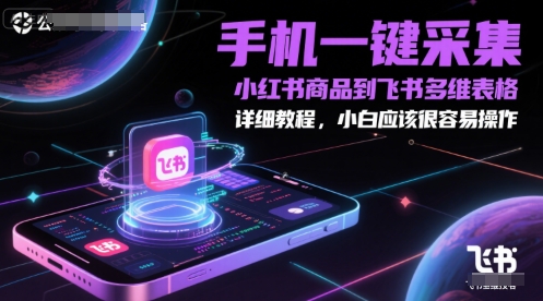 手机一键采集小红书商品到飞书多维表格，详细教程，小白应该很容易操作-网创资源网