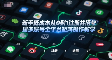 新手低成本从0到1注册并搭建多账号全平台矩阵操作教学，手机号-邮箱-IP-工具-网创资源网