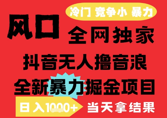 25年6月高爆抖音无人直播最新撸音浪掘金项目,解放双手小白可做,无脑日入1k+,门槛低【揭秘】 - 网创资源网-网创资源网