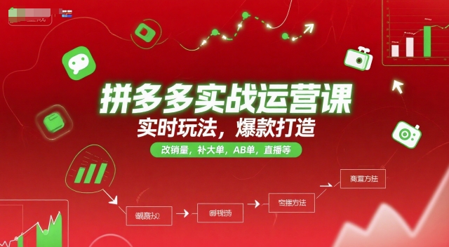 拼多多实战运营课，实时玩法，爆款打造，改销量，补大单，AB单，直播等（更新2025月） - 网创资源网-网创资源网