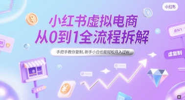 小红书虚拟电商从0到1全流程拆解，手把手教你复制，新手小白也能轻松月入过W - 网创资源网-网创资源网