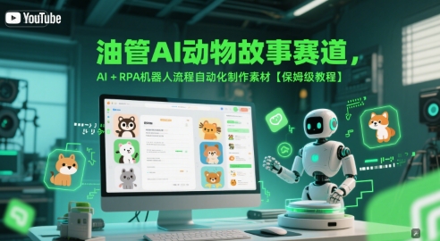 油管AI动物故事赛道，AI+RPA机器人流程自动化制作素材【保姆级教程】-网创资源网