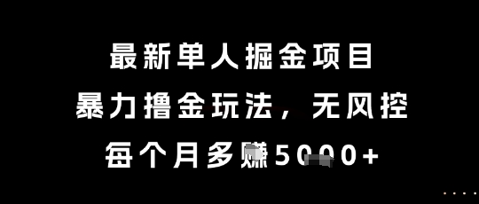 最新单人掘金项目,暴力撸金玩法,无风控,每个月多挣5k+【揭秘】 - 网创资源网-网创资源网