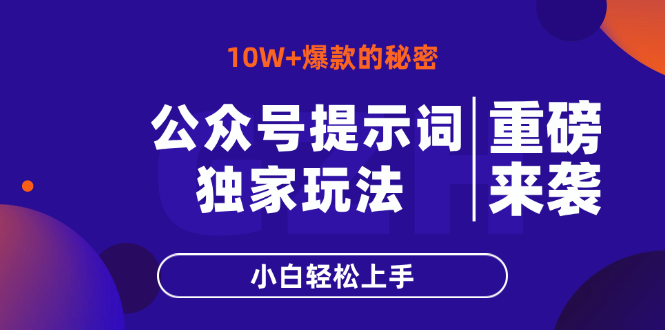 （14364期）公众号提示词玩法，10W+爆文最简单快速的方法，小白轻松上手 - 网创资源网-网创资源网