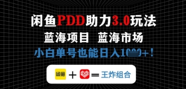 闲鱼拼多多助力，蓝海项目新手单号也能日入几张 - 网创资源网-网创资源网