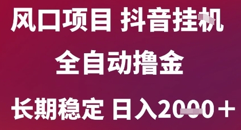 风口项目,六月最新玩法抖音无人挂G,全自动撸金,长期稳定 日入2k+【揭秘】 - 网创资源网-网创资源网
