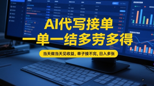 AI代写接单，一单一结多劳多得，当天做当天见收益，单子接不完，日入多张【全网最全实操课程】 - 网创资源网-网创资源网