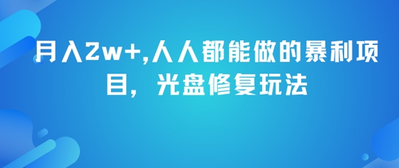 月入2w+，人人都能做的暴利项目，光盘修复玩法 - 网创资源网-网创资源网