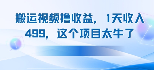 搬运抖音中视频撸收益，1天收入多张，这个项目太牛了 - 网创资源网-网创资源网