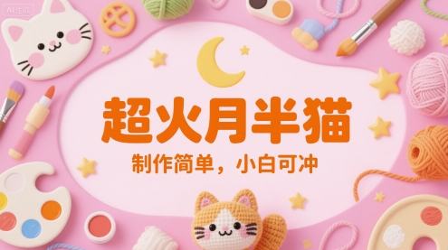 超火月半猫，制作简单，小白可冲-网创资源网