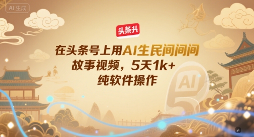 在头条号上用AI生民间故事视频，5天1k+，纯软件操作 - 网创资源网-网创资源网