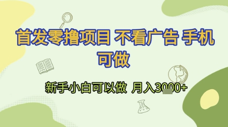 首发零撸项目 不看广告 手机可做 新手小白可以做  月入3k+【揭秘】 - 网创资源网-网创资源网