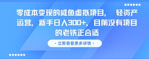 零成本变现的咸鱼虚拟项目， 轻资产运营，新手日入3张+，目前没有项目的老铁正合适 - 网创资源网-网创资源网