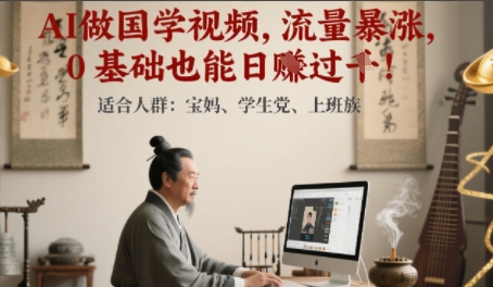 AI做国学视频，流量暴涨 ，0 基础也能日入多张-网创资源网