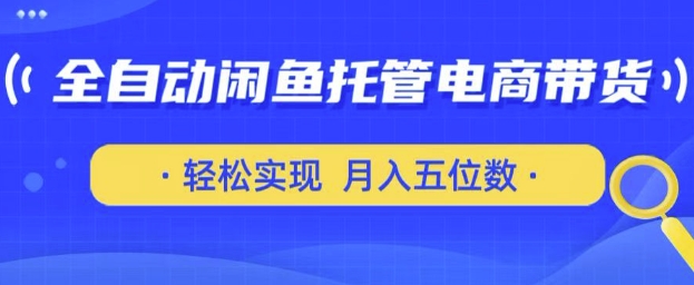 全自动闲鱼托管式电商带货,只需一部安卓手机和一个闲鱼号,轻松实现月入五位数【揭秘】 - 网创资源网-网创资源网