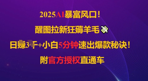 2025AI风口，醒图拉新狂薅羊毛，日入几张，小白5分钟速出爆款秘诀!附官方授权直通车 - 网创资源网-网创资源网