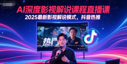 AI深度影视解说课程直播课，2025最新影视解说模式，抖音热推-网创资源网