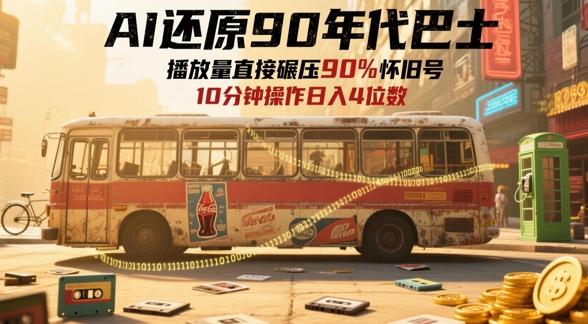 AI还原90年代巴士，一帧就让70后泪崩，播放量直接碾压90%怀旧号，每天操作十分钟，日入四位数 - 网创资源网-网创资源网