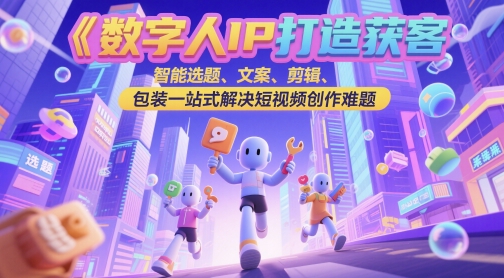 数字人IP打造获客变现实操课,智能选题、文案、剪辑、包装一站式解决短视频创作难题 - 网创资源网-网创资源网
